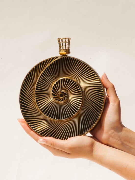 Ramla Handbags - Ramla | Tourbillon Round Brass Metal Casting Clutch Shoulder Purse